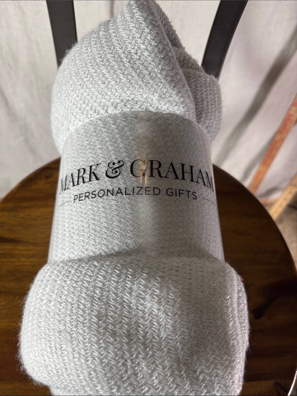 Mark & Graham Cream Knit Throw Blanket